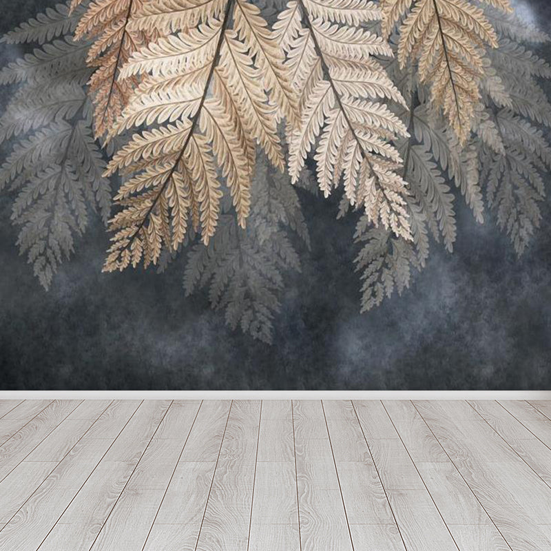 Extra Large Botanical Mural Light Color Non-Woven Wall Art for Indoor Decor, Customised Black Clearhalo 'Wall Decor' 'Wall Mural' 1757202