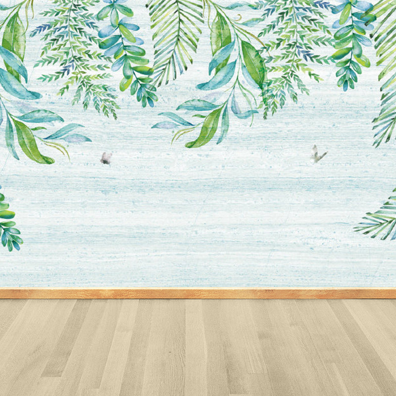 Extra Large Botanical Mural Light Color Non-Woven Wall Art for Indoor Decor, Customised Green Clearhalo 'Wall Decor' 'Wall Mural' 1757207