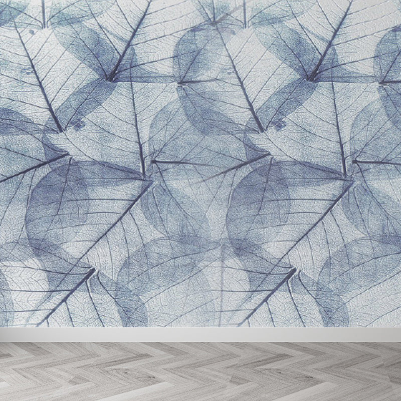 Extra Large Botanical Mural Light Color Non-Woven Wall Art for Indoor Decor, Customised Blue Clearhalo 'Wall Decor' 'Wall Mural' 1757212