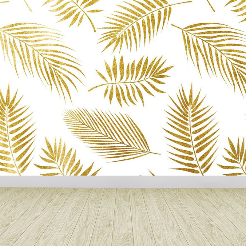 Extra Large Botanical Mural Light Color Non-Woven Wall Art for Indoor Decor, Customised Gold Clearhalo 'Wall Decor' 'Wall Mural' 1757222