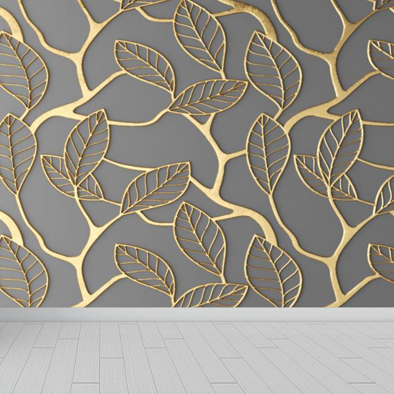 Huge Leaves Mural Decal for Bathroom Botanical Wall Art in Pastel Color, Moisture Resistant Clearhalo 'Wall Decor' 'Wall Mural' 1757233