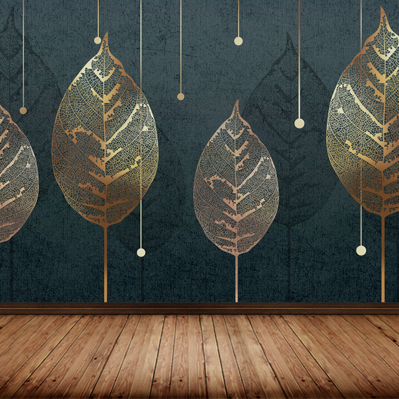 Huge Leaves Mural Decal for Bathroom Botanical Wall Art in Pastel Color, Moisture Resistant Clearhalo 'Wall Decor' 'Wall Mural' 1757243