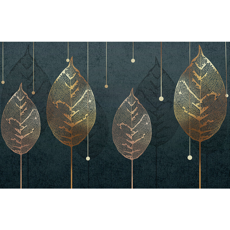 Huge Leaves Mural Decal for Bathroom Botanical Wall Art in Pastel Color, Moisture Resistant Clearhalo 'Wall Decor' 'Wall Mural' 1757245