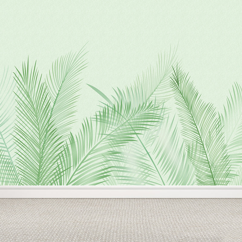 Huge Leaves Mural Decal for Bathroom Botanical Wall Art in Pastel Color, Moisture Resistant Clearhalo 'Wall Decor' 'Wall Mural' 1757248