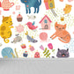 Cartoon Kitten Mural Wallpaper Colorful Moisture Resistant Wall Decor for Nursery Clearhalo 'Wall Decor' 'Wall Mural' 1757314