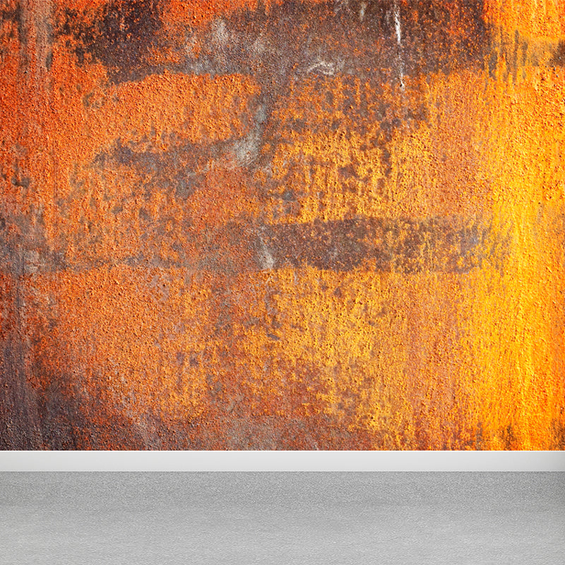 Industrial Rusted Wallpaper Mural Non-Woven Fabric Waterproof Dark Color Wall Art Light Orange Clearhalo 'Wall Decor' 'Wall Mural' 1757327