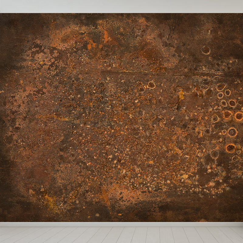 Metal Corrosion Wall Mural Decal Steampunk Washable Living Room Wall Covering, Custom Made Dark Brown Clearhalo 'Wall Decor' 'Wall Mural' 1757347