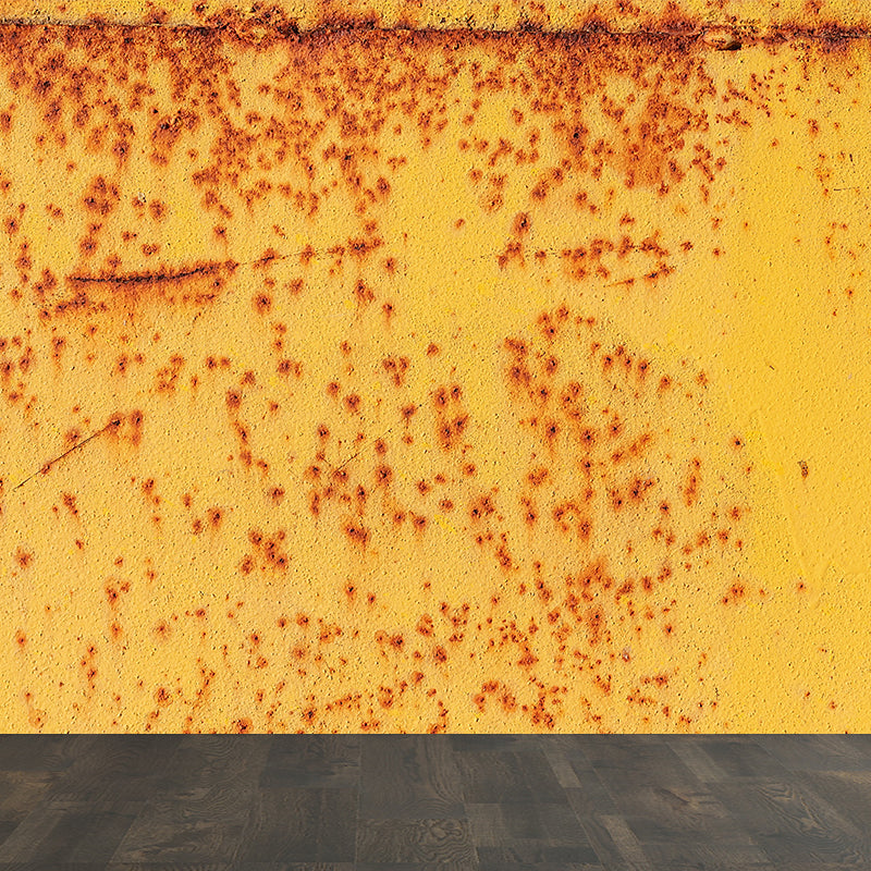 Metal Corrosion Wall Mural Decal Steampunk Washable Living Room Wall Covering, Custom Made Yellow Clearhalo 'Wall Decor' 'Wall Mural' 1757367