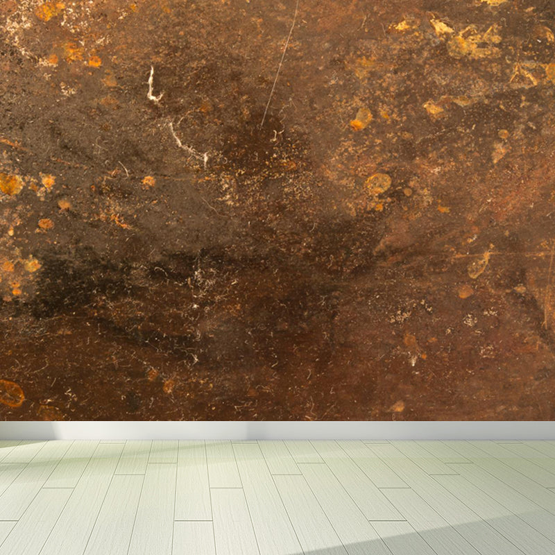 Large Rusty Metal Mural Wallpaper Cyberpunk Nostalgic Abstract Wall Decor in Dark Color Brown Clearhalo 'Wall Decor' 'Wall Mural' 1757372