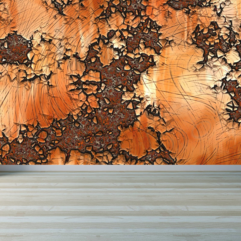 Large Rusty Metal Mural Wallpaper Cyberpunk Nostalgic Abstract Wall Decor in Dark Color Clearhalo 'Wall Decor' 'Wall Mural' 1757378