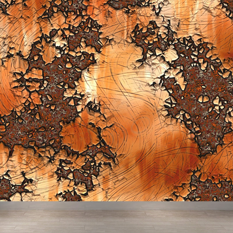 Large Rusty Metal Mural Wallpaper Cyberpunk Nostalgic Abstract Wall Decor in Dark Color Clearhalo 'Wall Decor' 'Wall Mural' 1757379