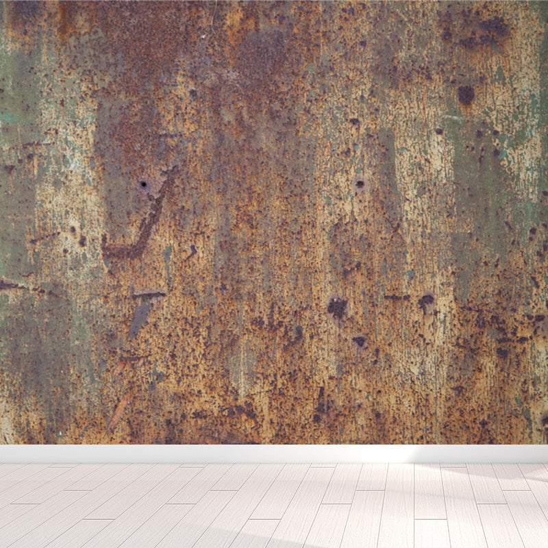 Large Rusty Metal Mural Wallpaper Cyberpunk Nostalgic Abstract Wall Decor in Dark Color Grey Clearhalo 'Wall Decor' 'Wall Mural' 1757382