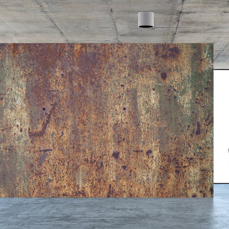 Large Rusty Metal Mural Wallpaper Cyberpunk Nostalgic Abstract Wall Decor in Dark Color Clearhalo 'Wall Decor' 'Wall Mural' 1757384