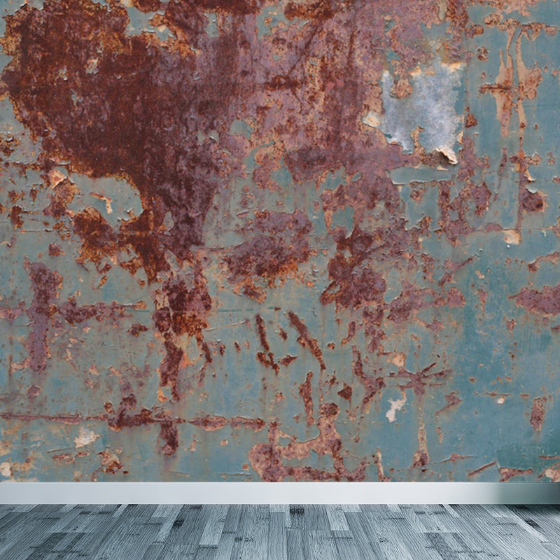 Large Rusty Metal Mural Wallpaper Cyberpunk Nostalgic Abstract Wall Decor in Dark Color Clearhalo 'Wall Decor' 'Wall Mural' 1757393