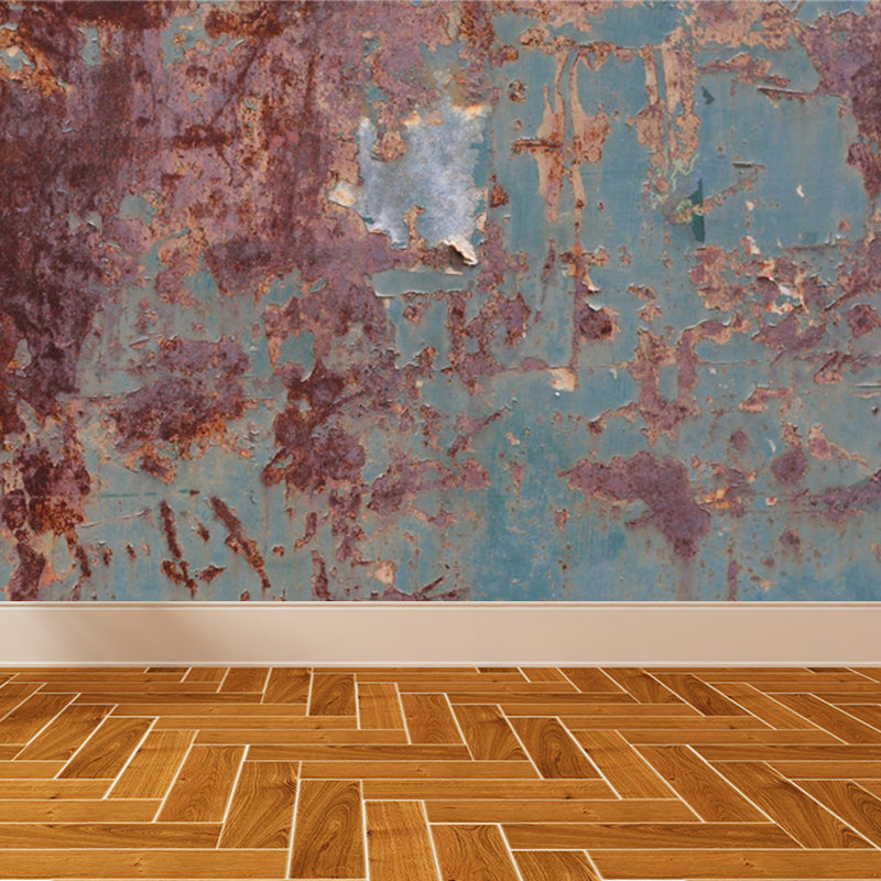 Large Rusty Metal Mural Wallpaper Cyberpunk Nostalgic Abstract Wall Decor in Dark Color Clearhalo 'Wall Decor' 'Wall Mural' 1757394