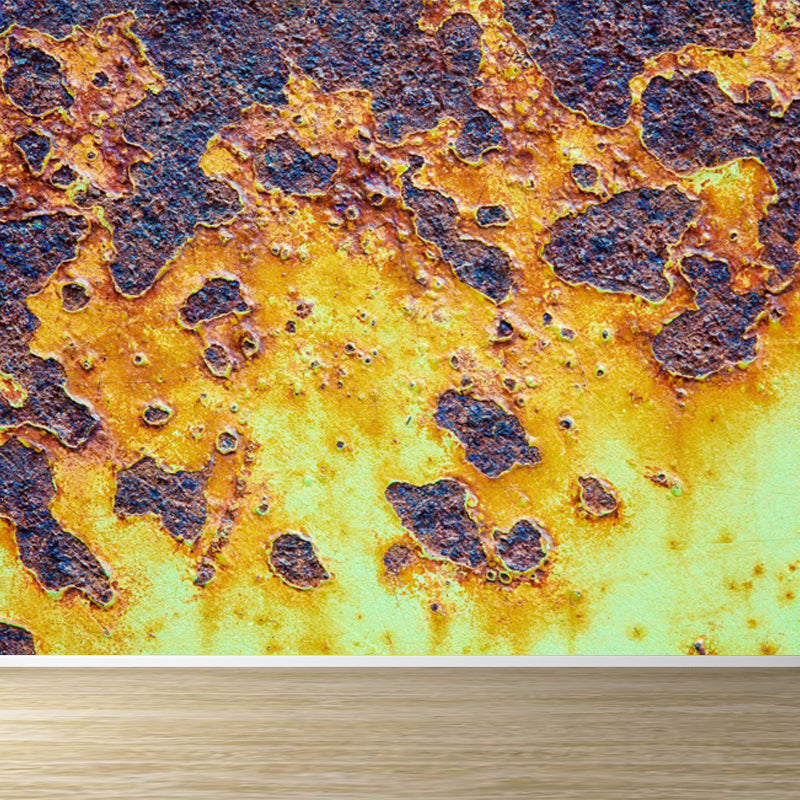 Non-Woven Waterproof Mural Industrial Rusted Metal Surface Wall Covering for Room Yellow Clearhalo 'Wall Decor' 'Wall Mural' 1757427