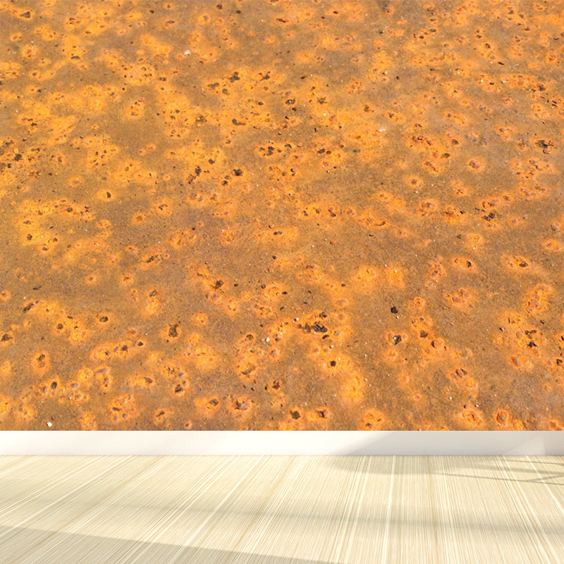 Non-Woven Waterproof Mural Industrial Rusted Metal Surface Wall Covering for Room Orange Clearhalo 'Wall Decor' 'Wall Mural' 1757432