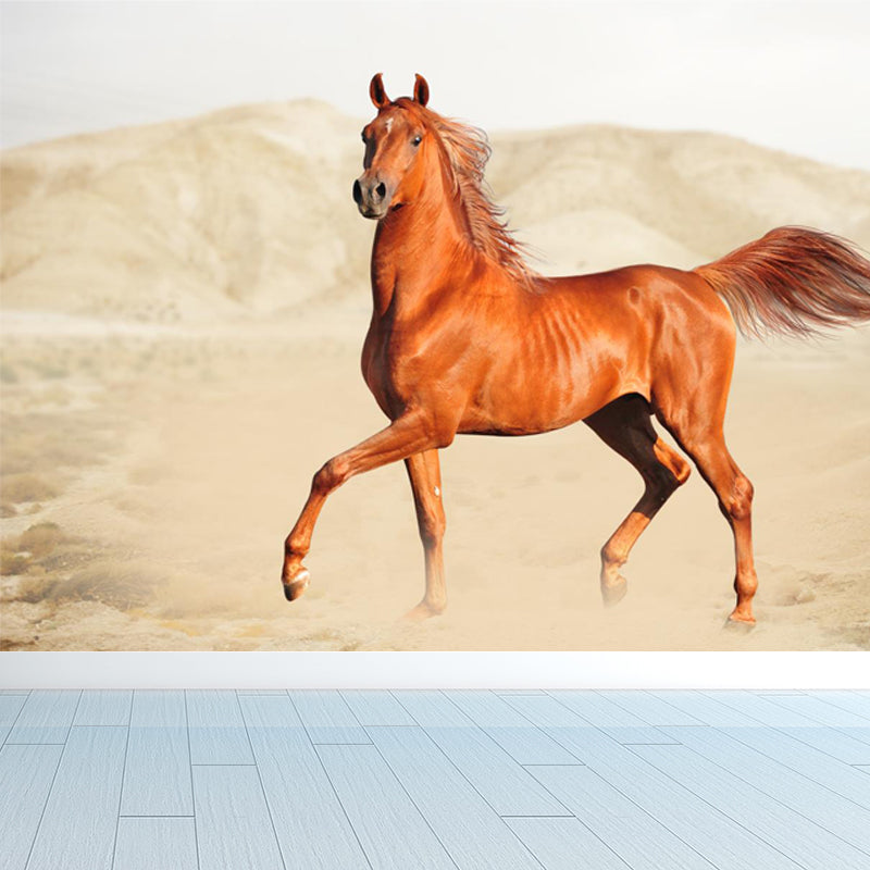 Modern Horse Wall Mural Non-Woven Stain Resistant Dark Color Wall Covering for Room Clearhalo 'Wall Decor' 'Wall Mural' 1757508