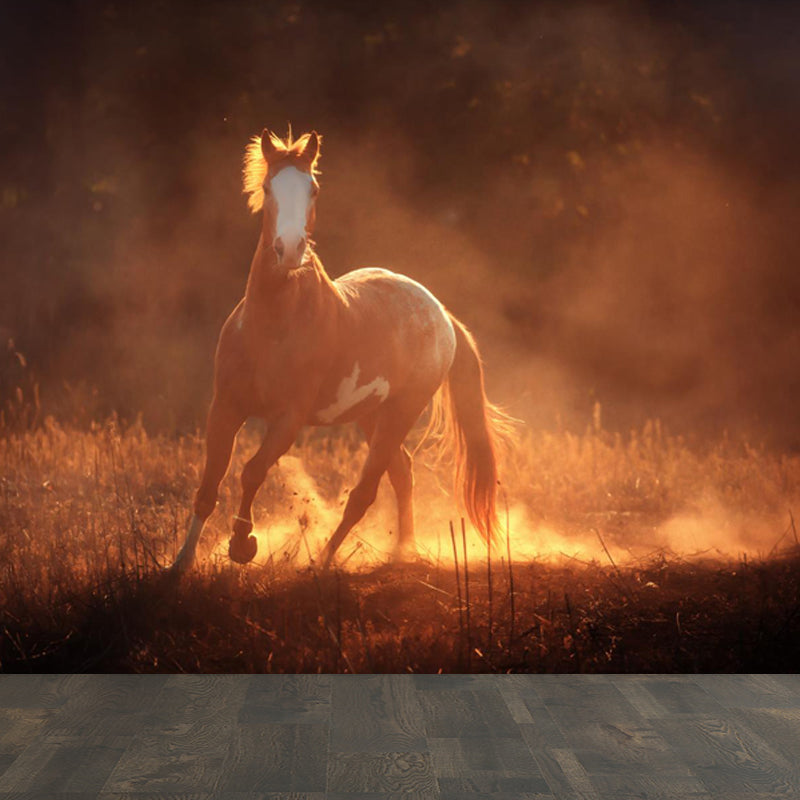 Modern Horse Wall Mural Non-Woven Stain Resistant Dark Color Wall Covering for Room Clearhalo 'Wall Decor' 'Wall Mural' 1757519