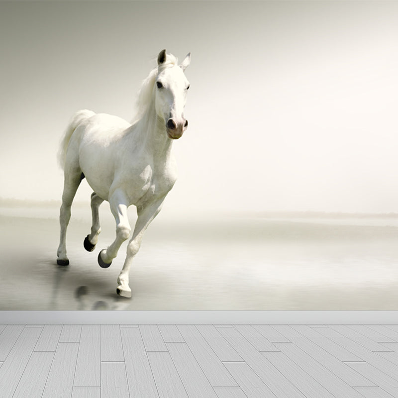 Contemporary Steed Wall Covering Mural in Dark Color Animal Wall Decor for Boys Bedroom Clearhalo 'Wall Decor' 'Wall Mural' 1757529