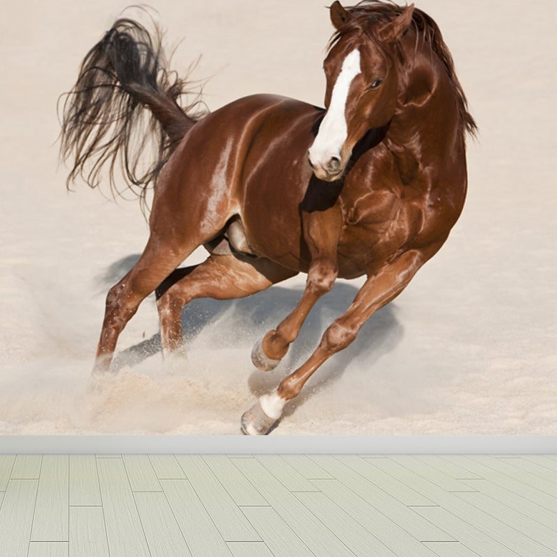 Photography Steed Wall Mural Decal Giant Wall Decor for Living Room, Made to Measure Brown Clearhalo 'Wall Decor' 'Wall Mural' 1757602