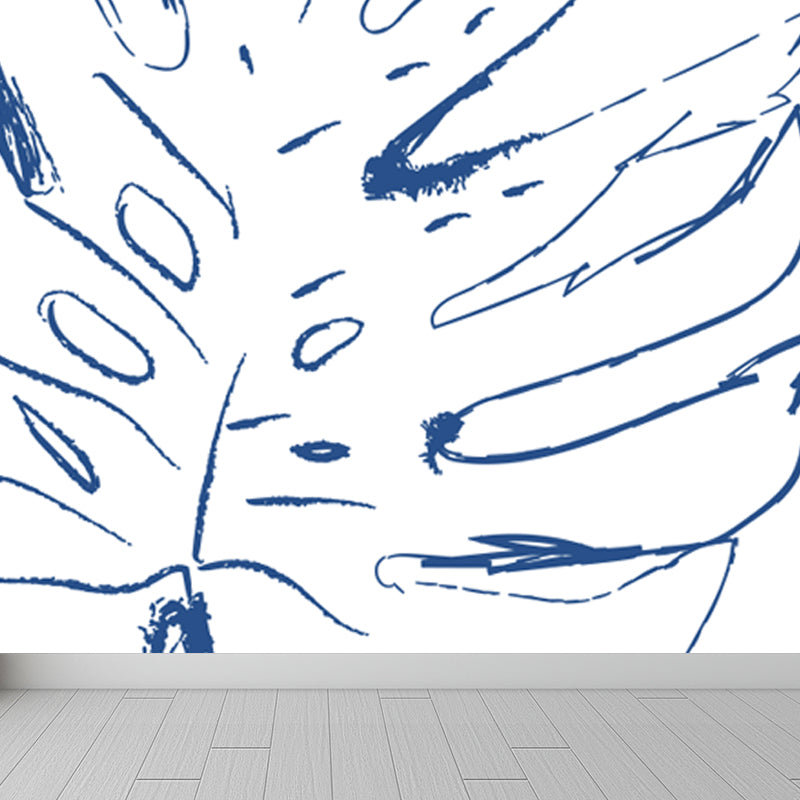 Tropical Botanical Wall Paper Mural Non-Woven Stain Resistant Pastel Wall Decor for Home Clearhalo 'Wall Decor' 'Wall Mural' 1757864