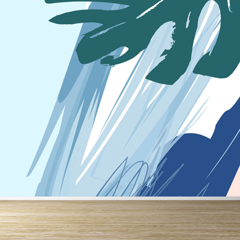 Giant Leaf Print Mural Decal Multicolored Non-Woven Wall Covering for Decor, Custom Size Green Clearhalo 'Wall Decor' 'Wall Mural' 1757872