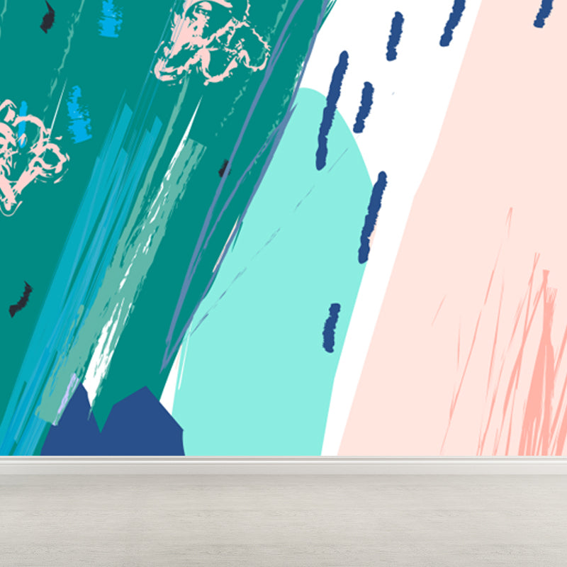 Giant Leaf Print Mural Decal Multicolored Non-Woven Wall Covering for Decor, Custom Size Pink Clearhalo 'Wall Decor' 'Wall Mural' 1757877