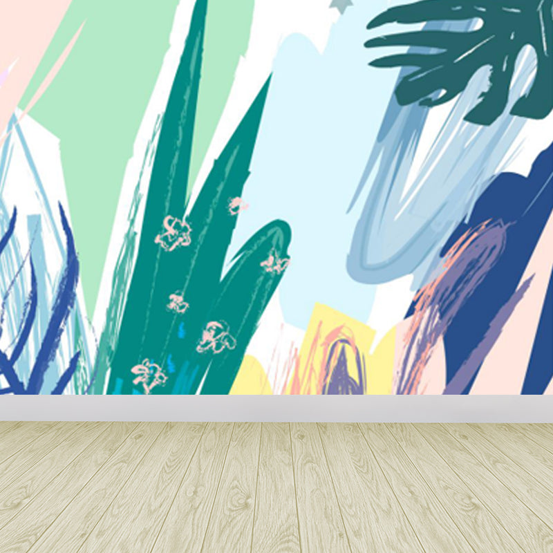 Stain-Proof Leaves Wall Mural Tropical Non-Woven Fabric Wall Art, Made to Measure Purple Clearhalo 'Wall Decor' 'Wall Mural' 1757897