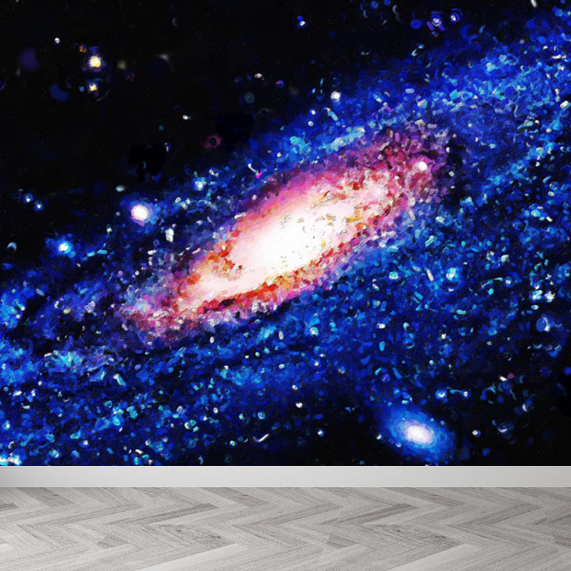 Space Milky Way Mural Wallpaper Contemporary Non-Woven Cloth Wall Art in Dark Color Dark Blue Clearhalo 'Wall Decor' 'Wall Mural' 1758040