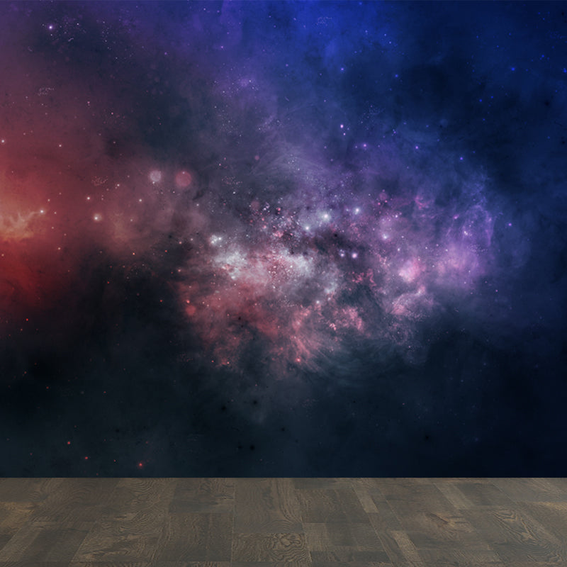 Space Milky Way Mural Wallpaper Contemporary Non-Woven Cloth Wall Art in Dark Color Orange Clearhalo 'Wall Decor' 'Wall Mural' 1758045