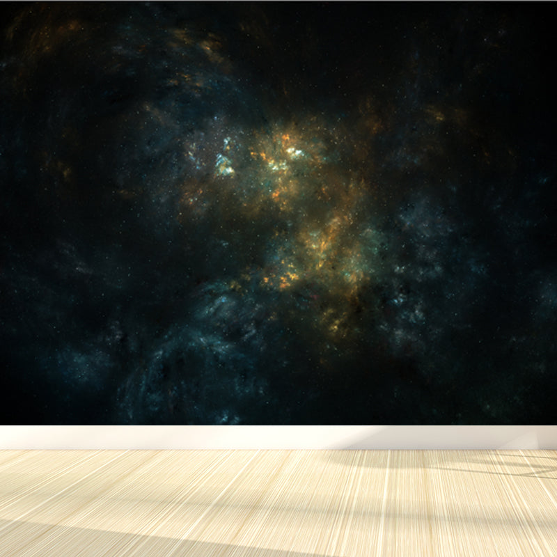 Space Milky Way Mural Wallpaper Contemporary Non-Woven Cloth Wall Art in Dark Color Black Clearhalo 'Wall Decor' 'Wall Mural' 1758050