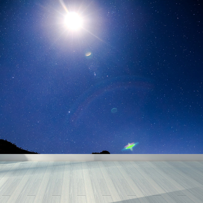 Space Milky Way Mural Wallpaper Contemporary Non-Woven Cloth Wall Art in Dark Color Blue Clearhalo 'Wall Decor' 'Wall Mural' 1758060