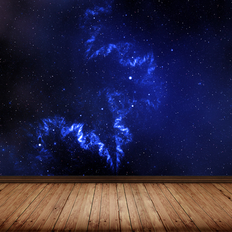 Photography Starry Night Mural Wallpaper Full Size Wall Covering for Room, Custom Print Dark Blue Clearhalo 'Wall Decor' 'Wall Mural' 1758090