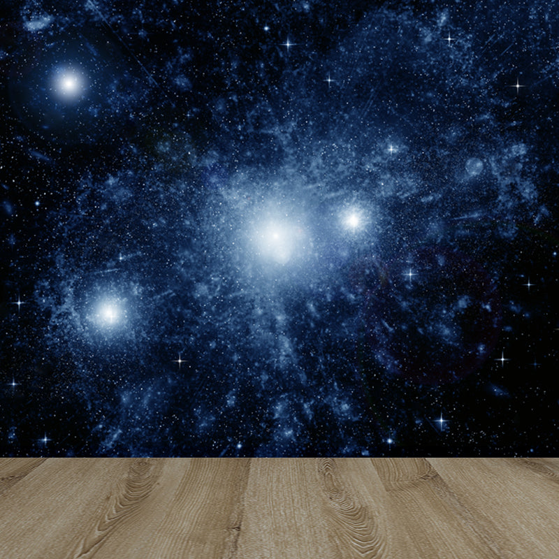 Photography Starry Night Mural Wallpaper Full Size Wall Covering for Room, Custom Print Black Clearhalo 'Wall Decor' 'Wall Mural' 1758105