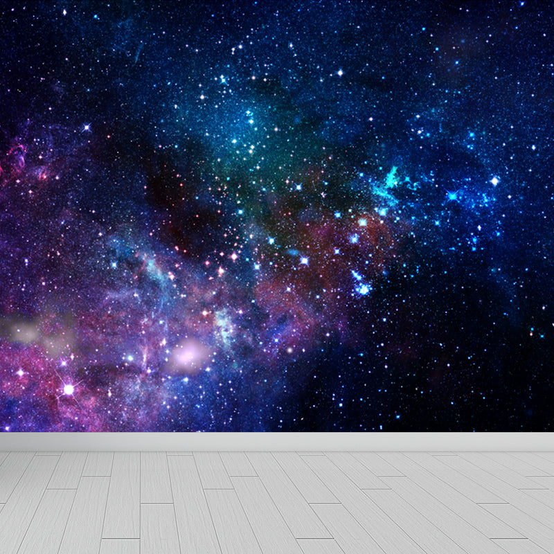 Photography Starry Night Mural Wallpaper Full Size Wall Covering for Room, Custom Print Purple Clearhalo 'Wall Decor' 'Wall Mural' 1758110