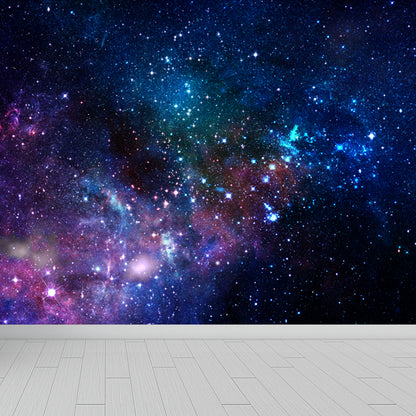 Photography Starry Night Mural Wallpaper Full Size Wall Covering for Room, Custom Print Purple Clearhalo 'Wall Decor' 'Wall Mural' 1758110