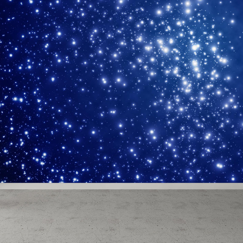 Night and Star Sky Mural Modern Smooth Wall Art in Dark Color for Children Bedroom Blue Clearhalo 'Wall Decor' 'Wall Mural' 1758115