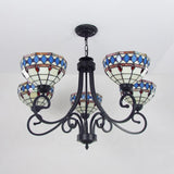Colorful Glass Bowl Chandelier with Hanging Chain 5 Lights Baroque Pendant Light in Beige Clearhalo 'Ceiling Lights' 'Chandeliers' 'Industrial' 'Middle Century Chandeliers' 'Tiffany Chandeliers' 'Tiffany close to ceiling' 'Tiffany' Lighting' 175811