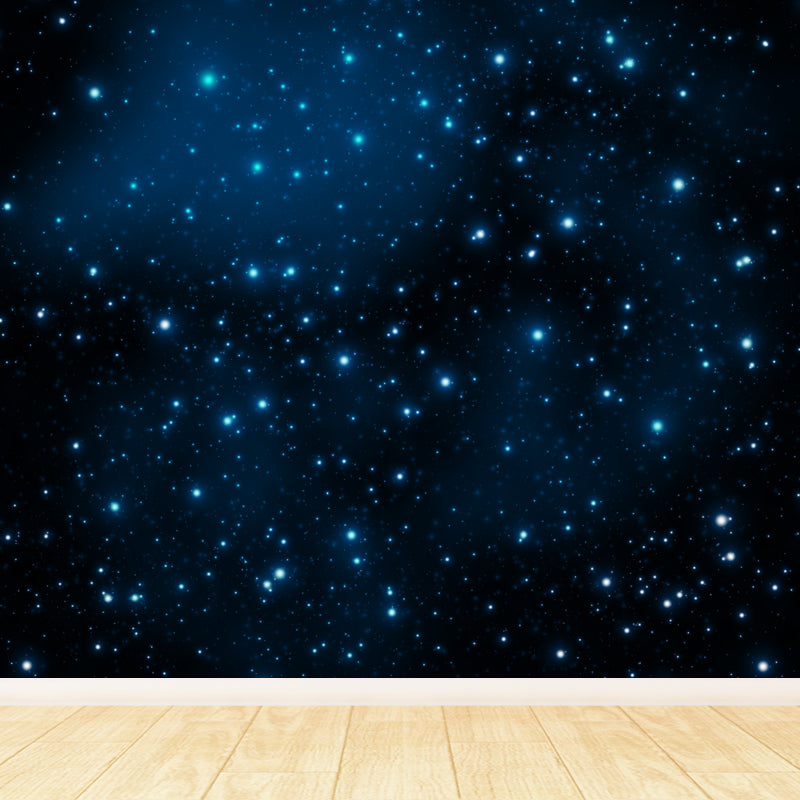 Night and Star Sky Mural Modern Smooth Wall Art in Dark Color for Children Bedroom Navy Clearhalo 'Wall Decor' 'Wall Mural' 1758120