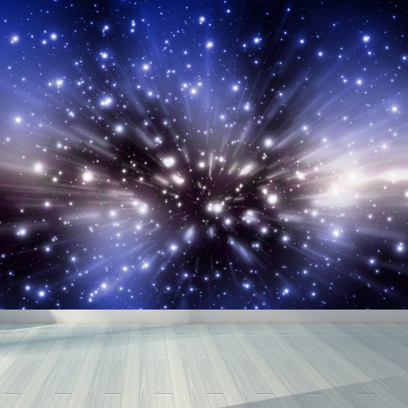 Night and Star Sky Mural Modern Smooth Wall Art in Dark Color for Children Bedroom Purple Clearhalo 'Wall Decor' 'Wall Mural' 1758125