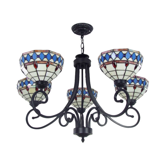 Colorful Glass Bowl Chandelier with Hanging Chain 5 Lights Baroque Pendant Light in ,shopify Beige Clearhalo 'Ceiling Lights' 'Chandeliers' 'Lighting' 175812_9ebd94a5-0b67-4838-a4ae-889bc16cfc7d