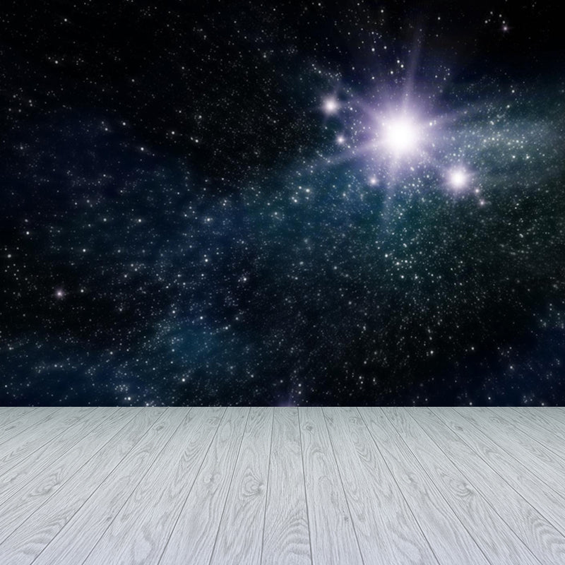 Night Sky Galaxy Printed Mural Decal Dark Color Modern Wall Decor for Kids Bedroom White Clearhalo 'Wall Decor' 'Wall Mural' 1758140