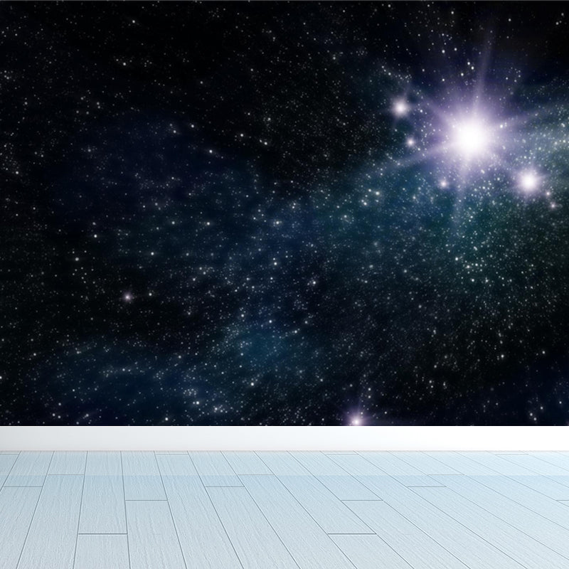 Night Sky Galaxy Printed Mural Decal Dark Color Modern Wall Decor for Kids Bedroom Clearhalo 'Wall Decor' 'Wall Mural' 1758141