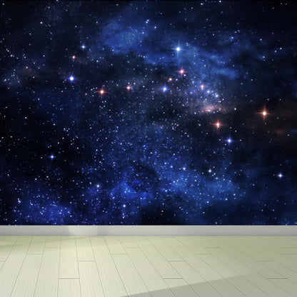 Night Sky Galaxy Printed Mural Decal Dark Color Modern Wall Decor for Kids Bedroom Dark Blue Clearhalo 'Wall Decor' 'Wall Mural' 1758155
