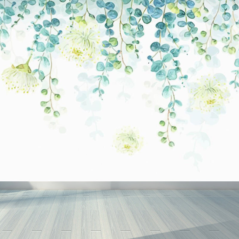 Illustration Botanical Wallpaper Mural for House Interior, Soft Color, Custom Made Clearhalo 'Wall Decor' 'Wall Mural' 1758171
