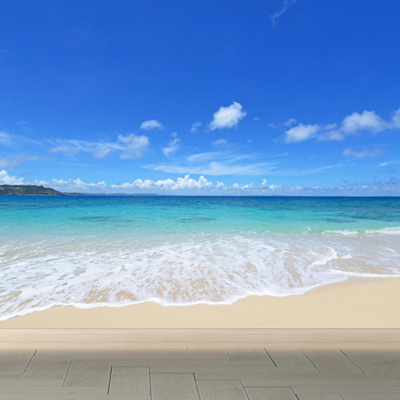 Sea Mural Wallpaper Modernist Tranquil Nature Scenery Wall Covering in Light Color Sky Blue Clearhalo 'Wall Decor' 'Wall Mural' 1758190