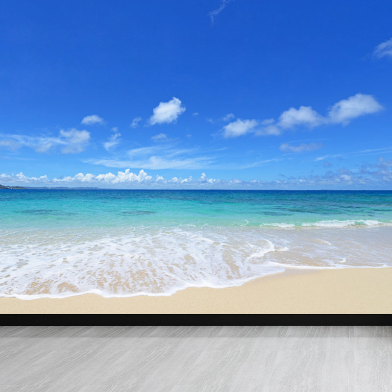 Sea Mural Wallpaper Modernist Tranquil Nature Scenery Wall Covering in Light Color Clearhalo 'Wall Decor' 'Wall Mural' 1758192