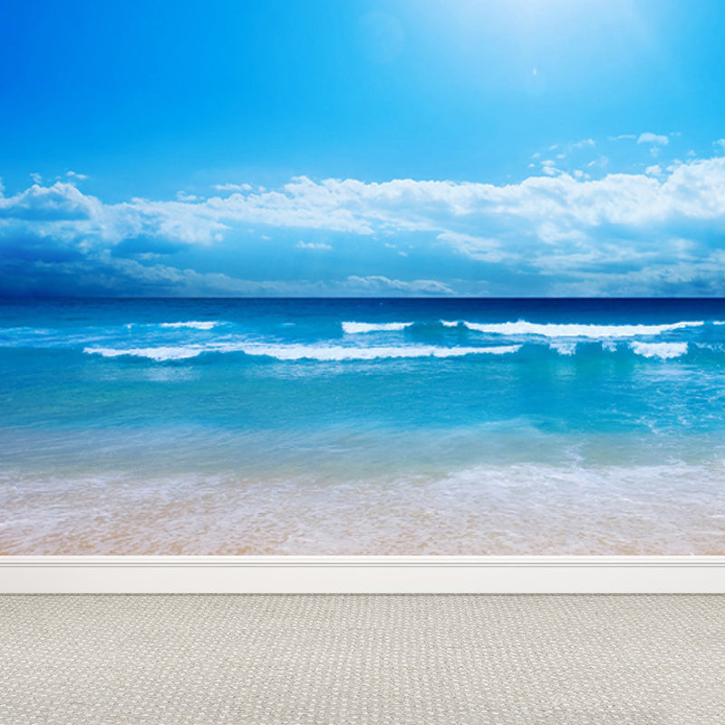 Sea Mural Wallpaper Modernist Tranquil Nature Scenery Wall Covering in Light Color Clearhalo 'Wall Decor' 'Wall Mural' 1758196