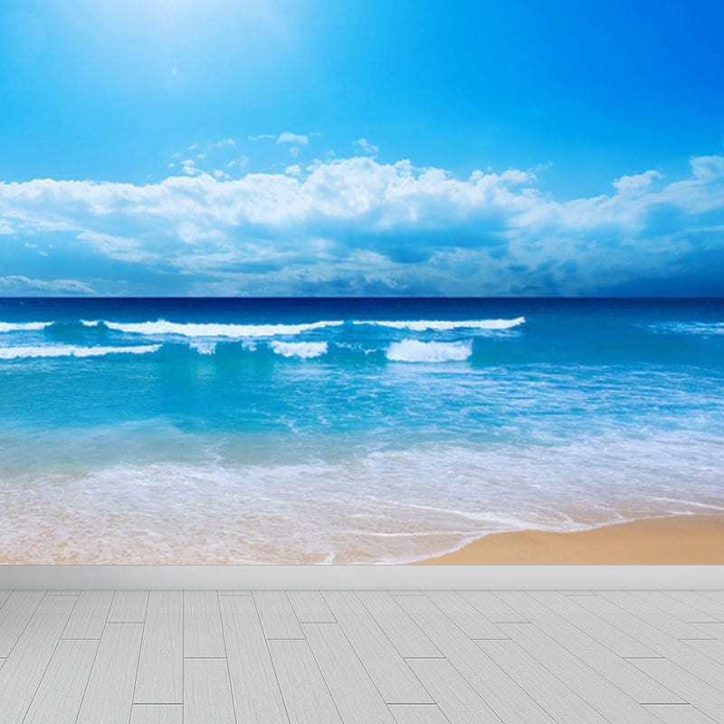 Sea Mural Wallpaper Modernist Tranquil Nature Scenery Wall Covering in Light Color Clearhalo 'Wall Decor' 'Wall Mural' 1758197